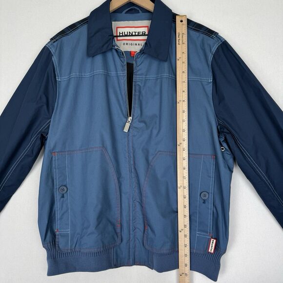 Hunter Jacket Mens Large Blue Full Zip Rain Coat Utility Outdoor Retro Collared - Picture 14 of 16